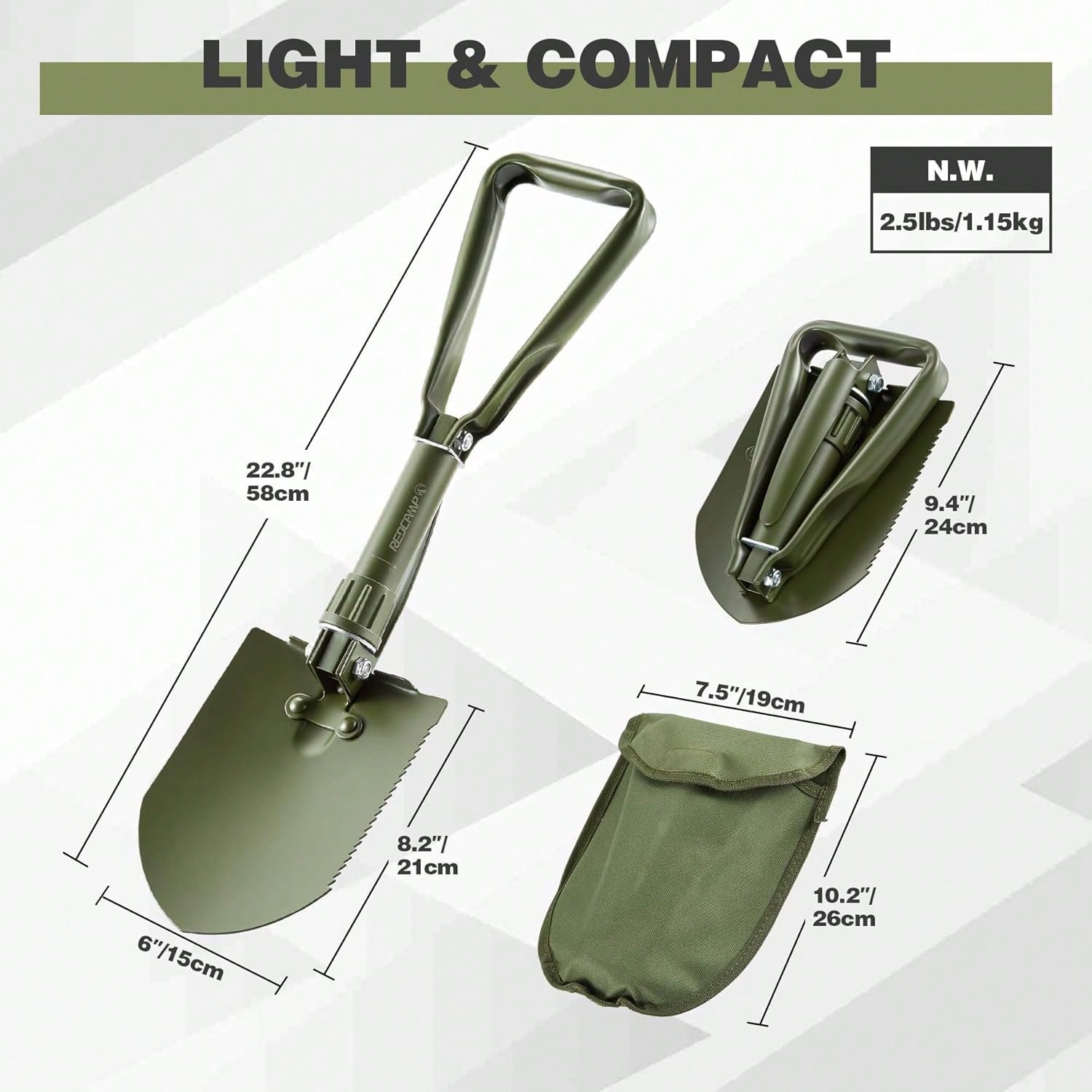 Pelle de camping pliante de 23 - Gardening Tools Green avis et prix